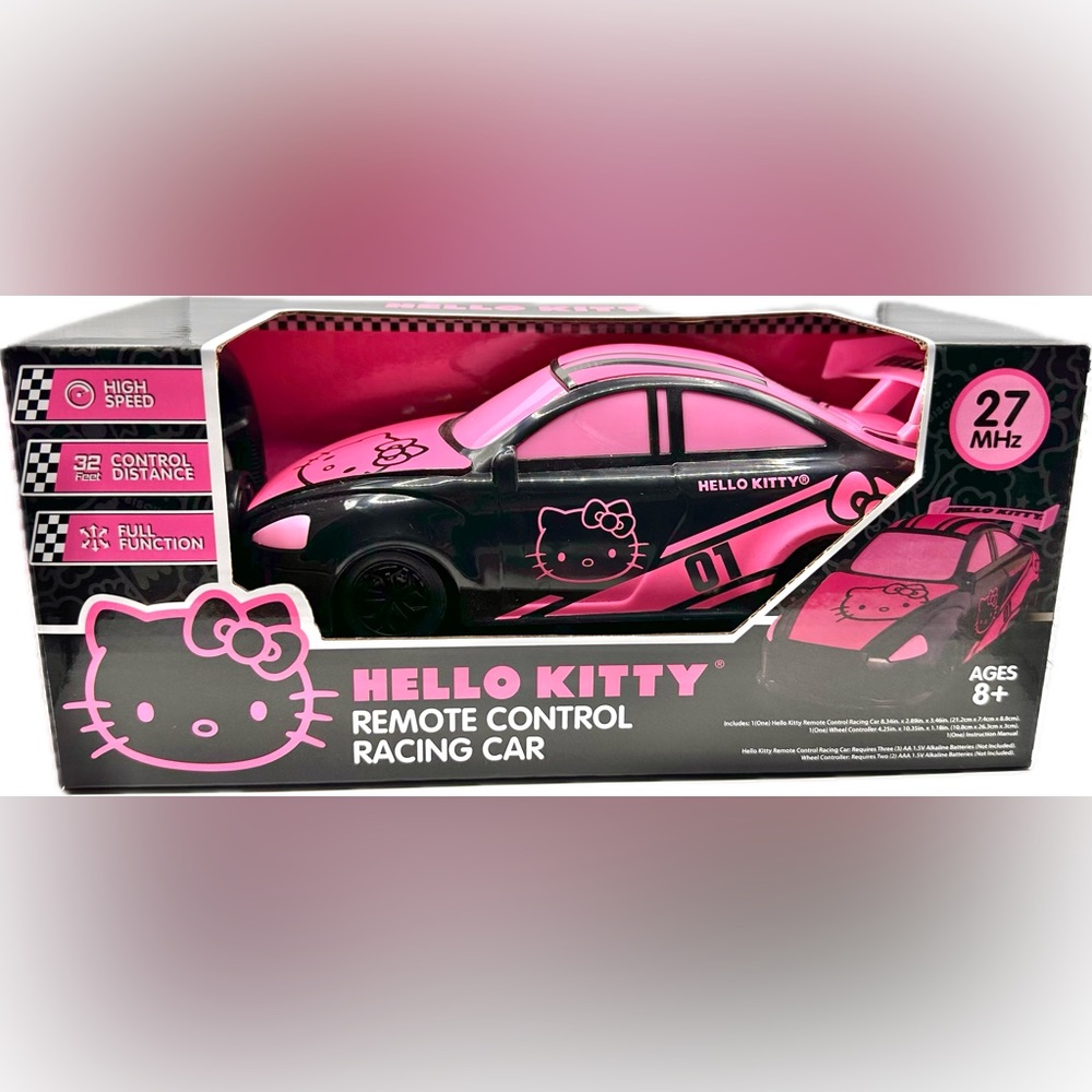 NWOT Cute Hello Kitty Remote Racing Car, Unisex, For Ages 8+